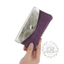 Vue 2 du Porte-monnaie femme irisé suède violet en cuir par Made in Italy.