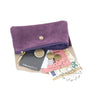 Vue 4 du Porte-monnaie femme irisé suède violet en cuir par Made in Italy.