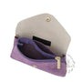 Vue 3 du Porte-monnaie femme irisé suède violet en cuir par Made in Italy.