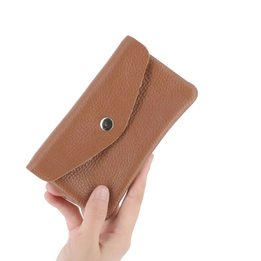 Made in Italy Porte-monnaie cartes femme cuir grainé camel