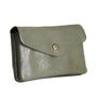 Made in Italy Porte-monnaie cuir daim irisé femme olive