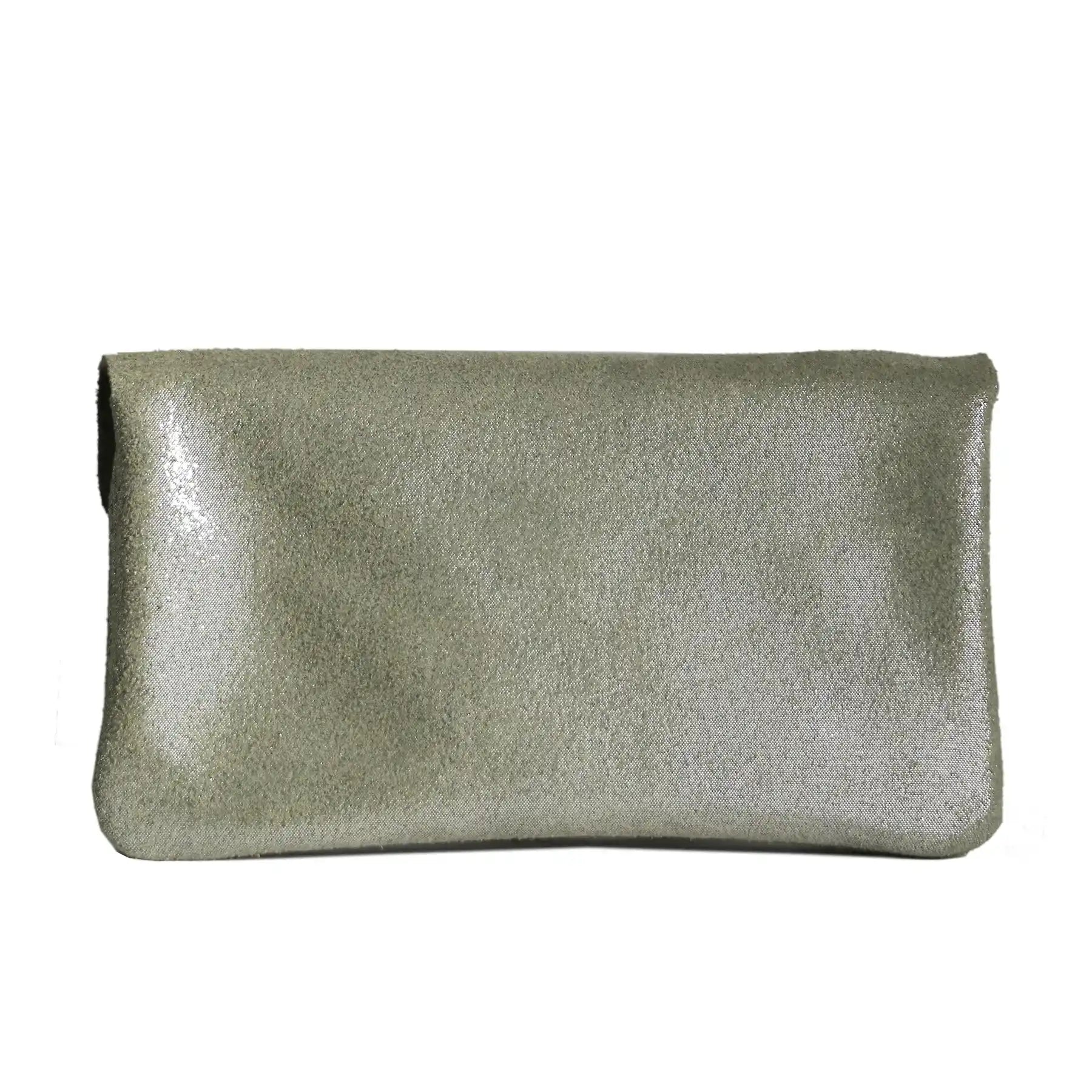 Women's iridescent suede leather wallet olive