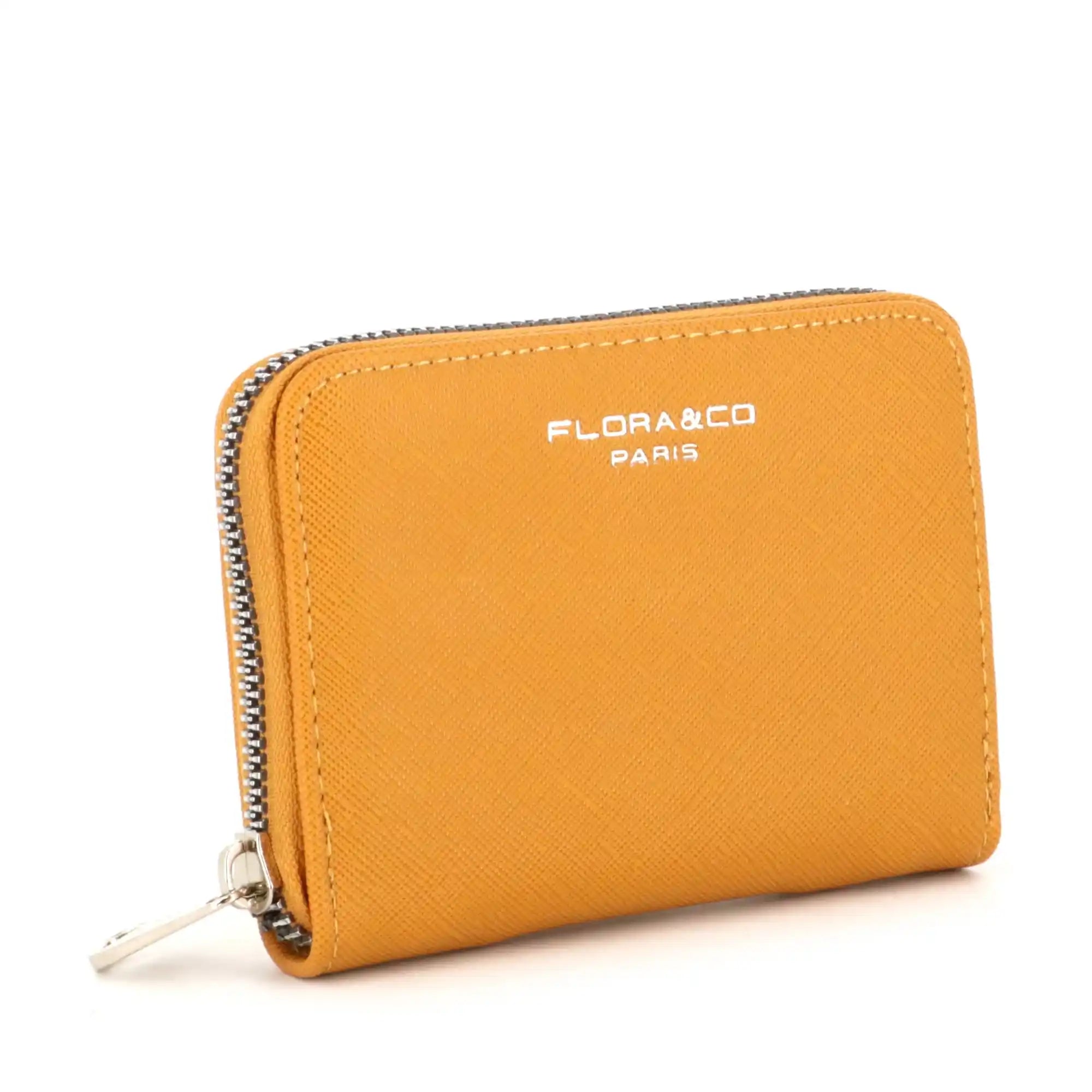 Flora & co - Portefeuille porte-carte femme saffiano moutarde