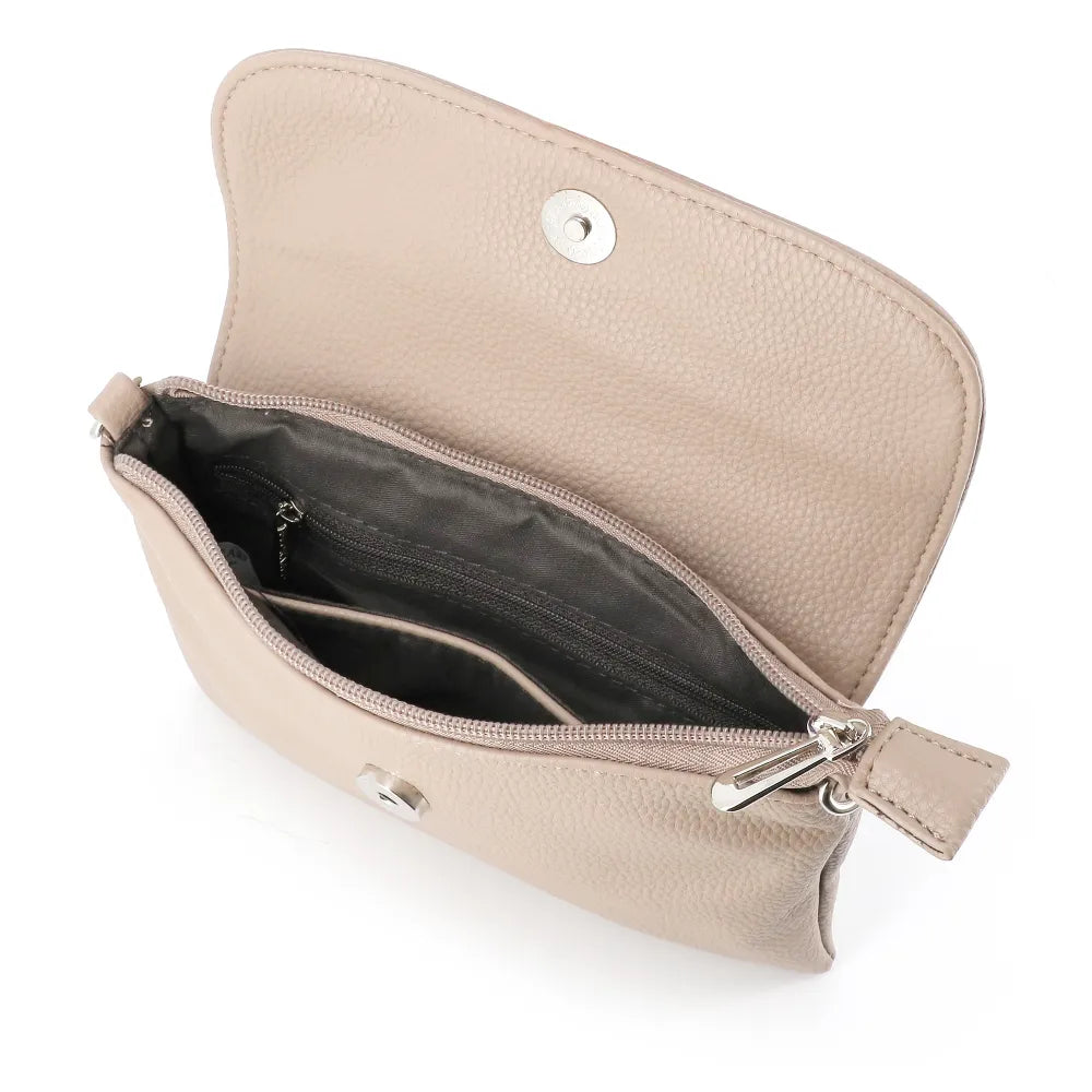 Vue 3 du Mini Sac Bandoulière Souple Beige en cuir synthétique par Flora & co.
