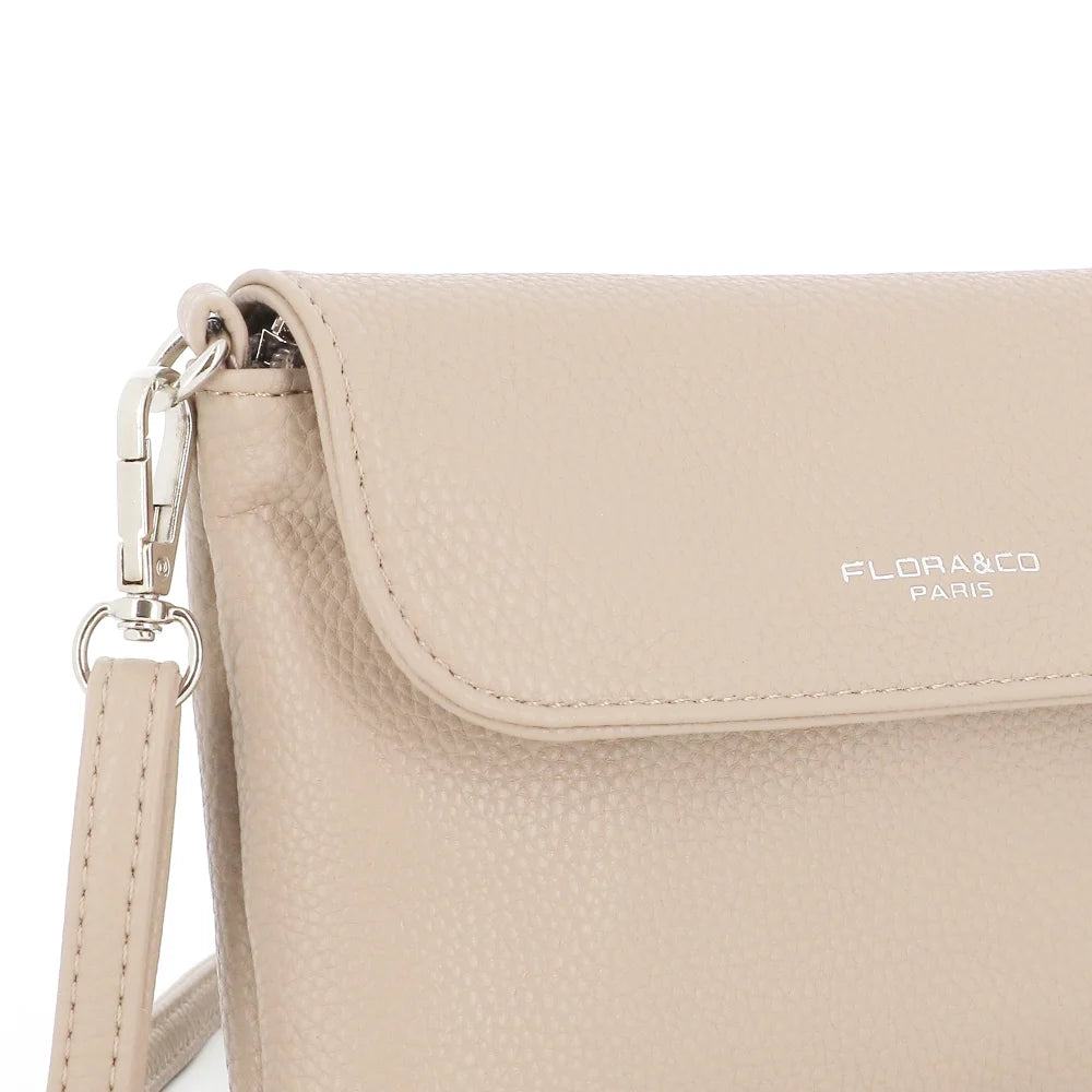 Vue 5 du Mini Sac Bandoulière Souple Beige en cuir synthétique par Flora & co.