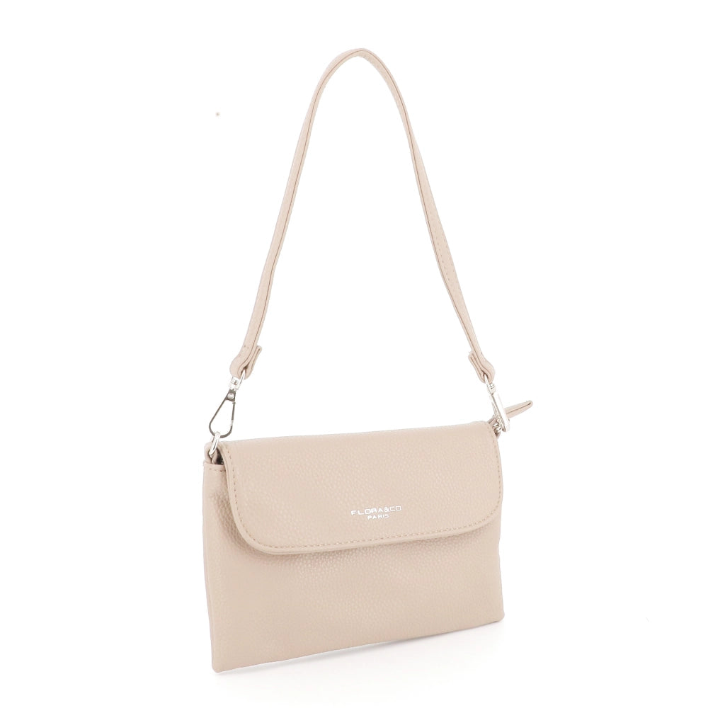 Vue 6 du Mini Sac Bandoulière Souple Beige en cuir synthétique par Flora & co.