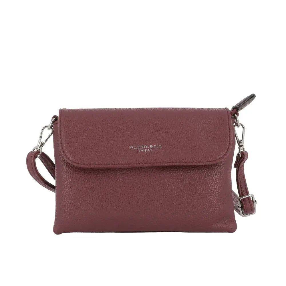 Vue princ. du Mini Sac Bandoulière Souple Bordeaux en cuir synthétique par Flora & co.