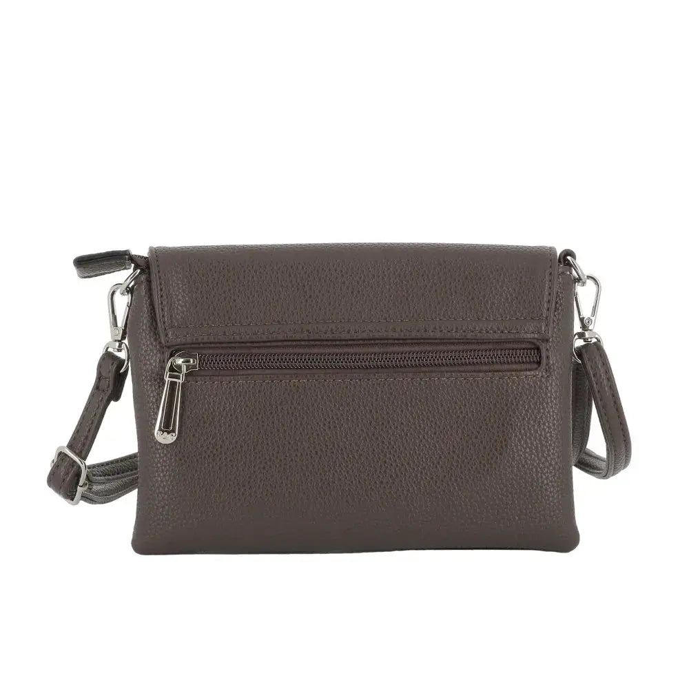 Vue 3 du Mini Sac Bandoulière Souple Chocolat en cuir synthétique par Flora & co.