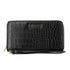 Portefeuille crocodile femme PU cuir brillant noir Flora & co