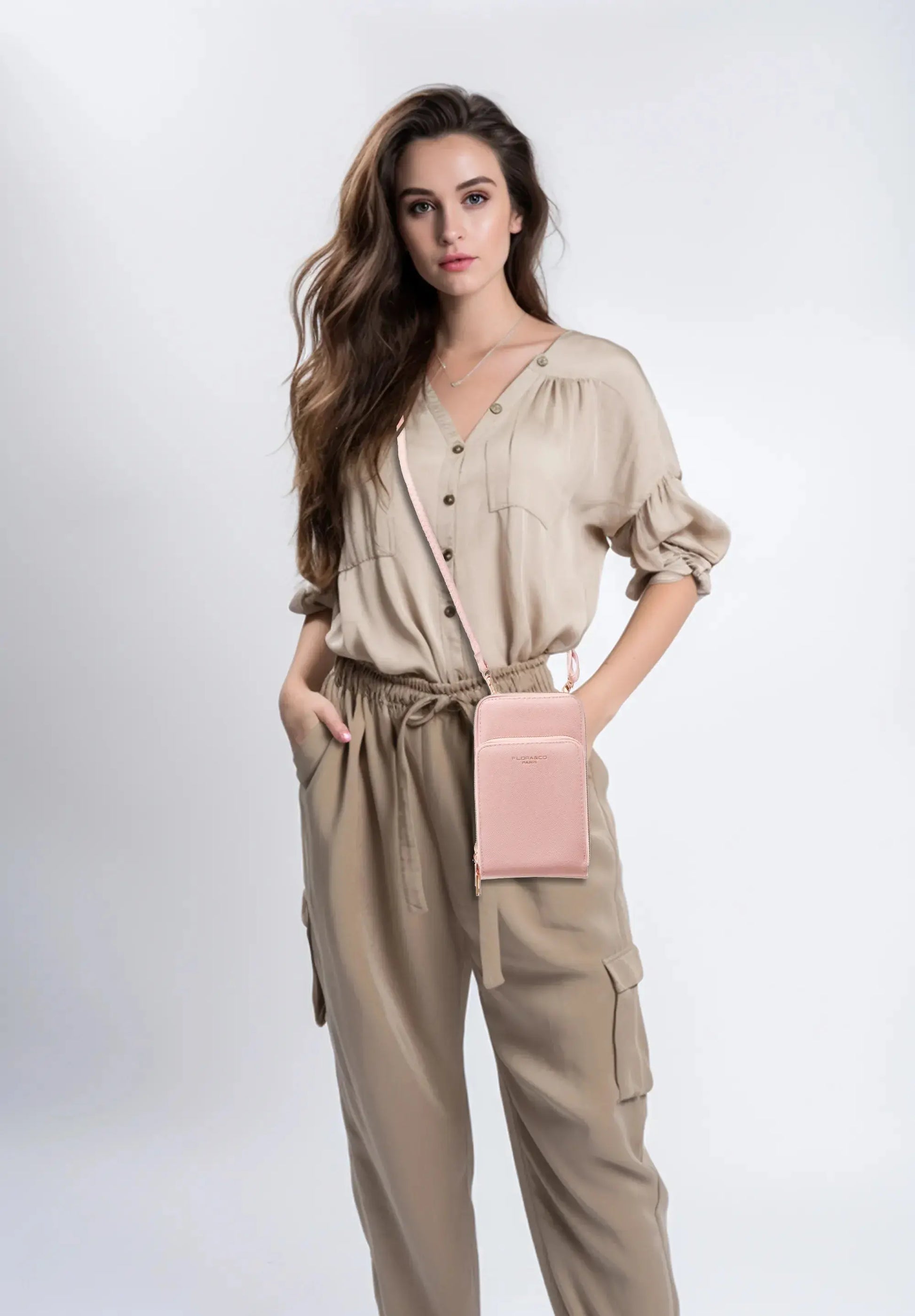 Sac bandoulière pochette téléphone 6.7 pouces Rose