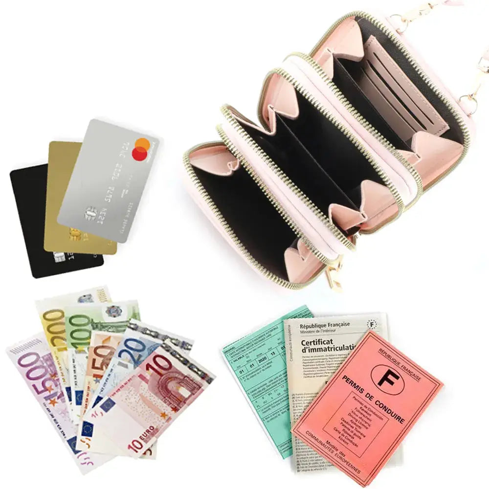 Sac bandoulière pochette téléphone 6.7 pouces Rose