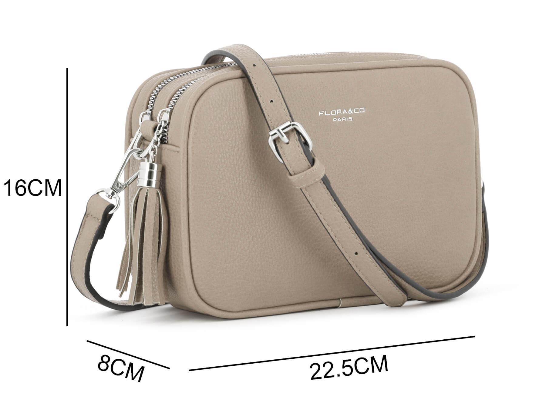 Sac caméra bandoulière double zip frange Flora & co