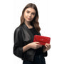 Gallantry Portefeuille longue tri-pli pu cuir matelassé rouge