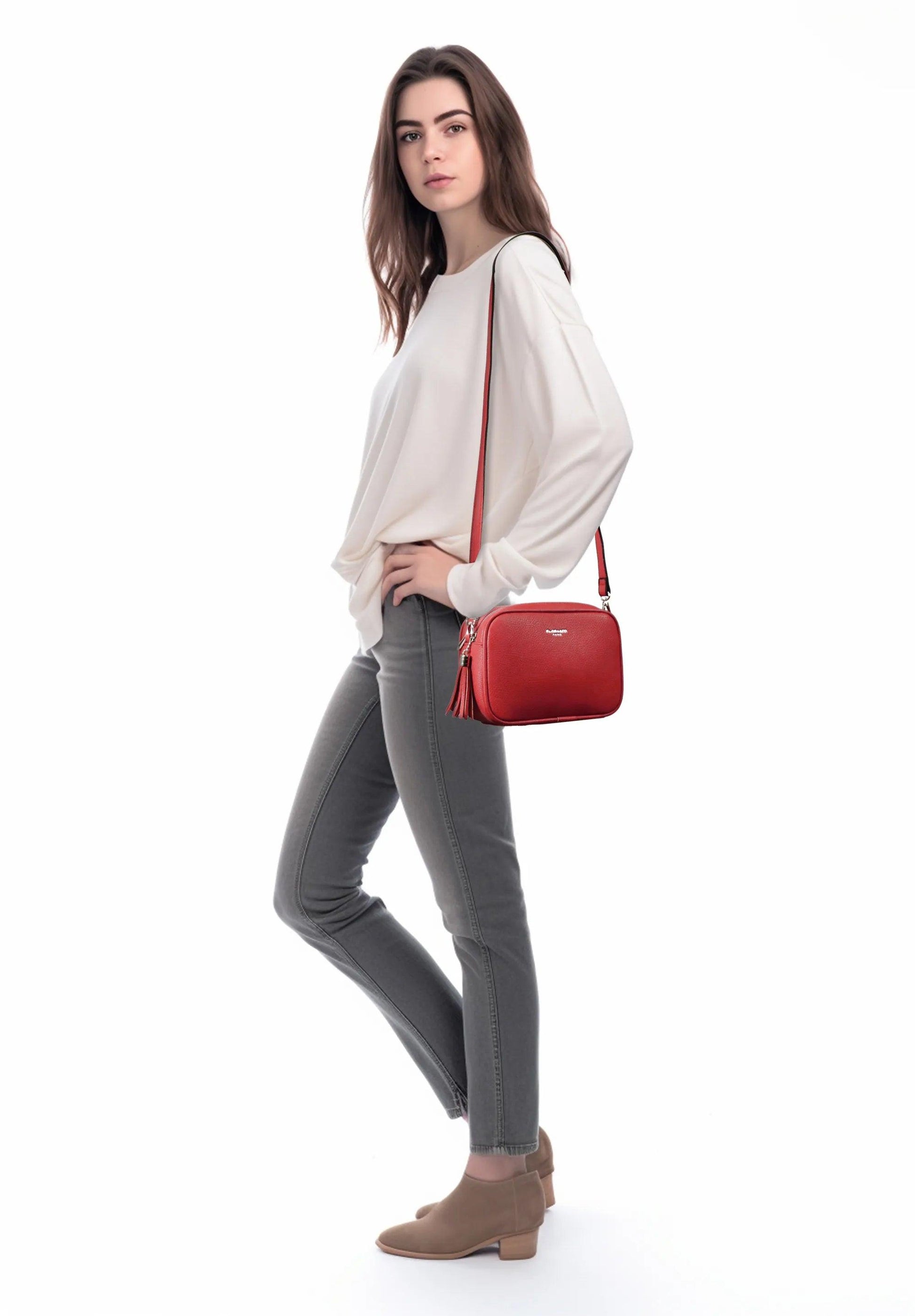 Flora & co - Sac caméra bandoulière femme léger rouge foncé