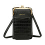 Vue princ. du Pochette téléphone femme croco tout-en-un noir synthétique par Gallantry.