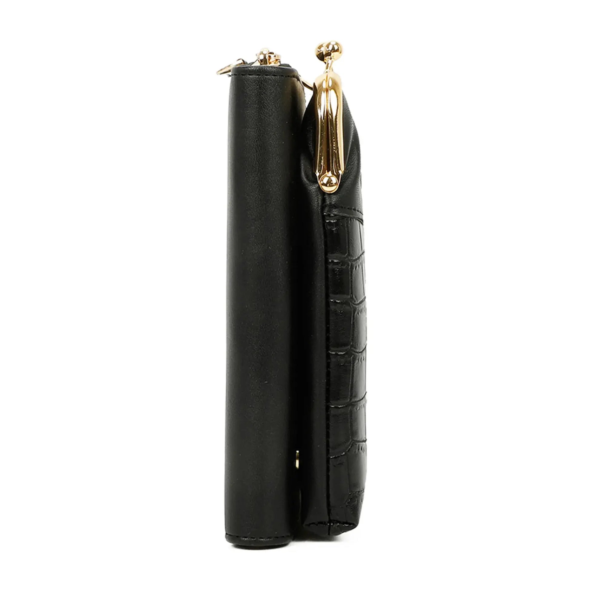 Pochette téléphone femme croco tout-en-un noir Gallantry