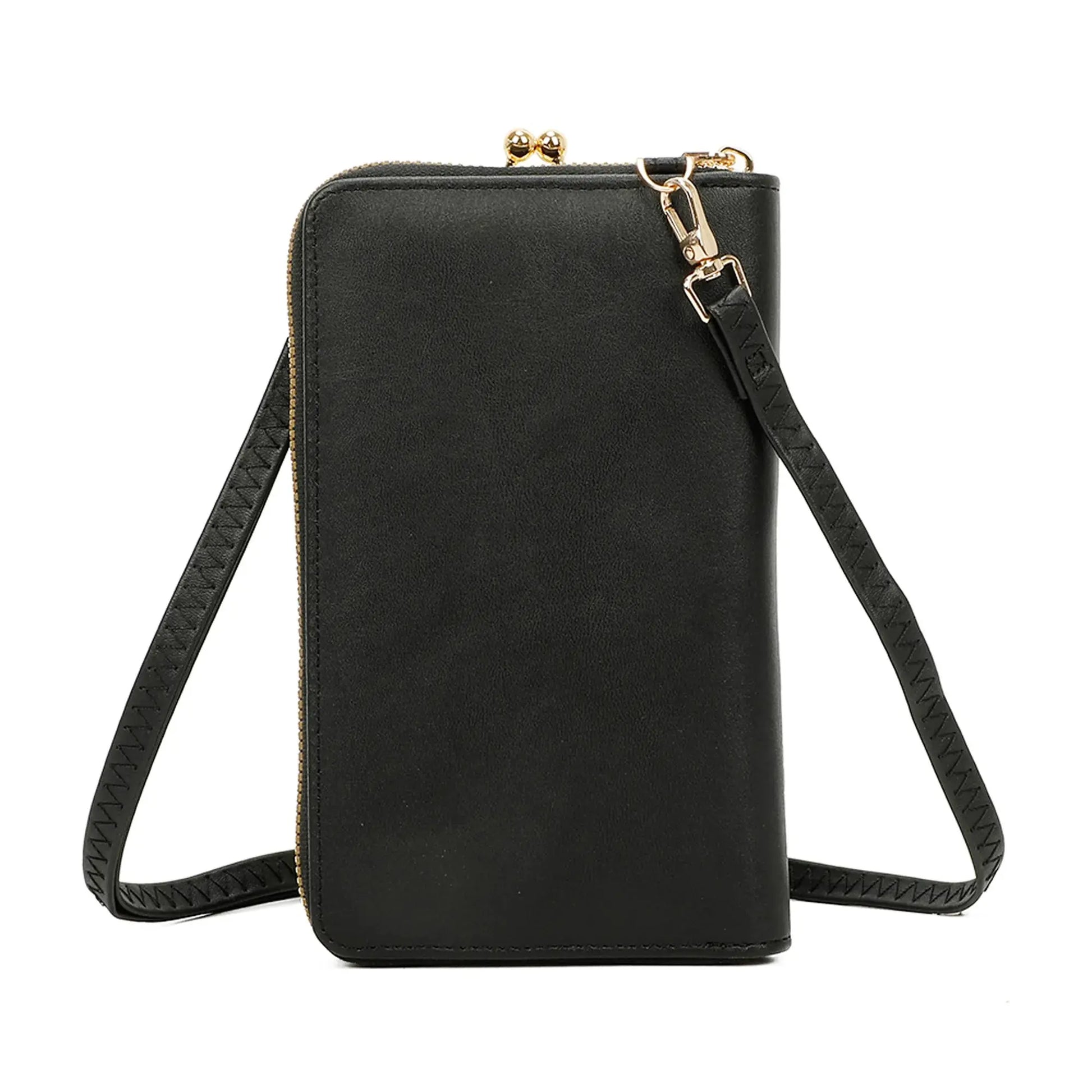 Pochette téléphone femme croco tout-en-un noir Gallantry