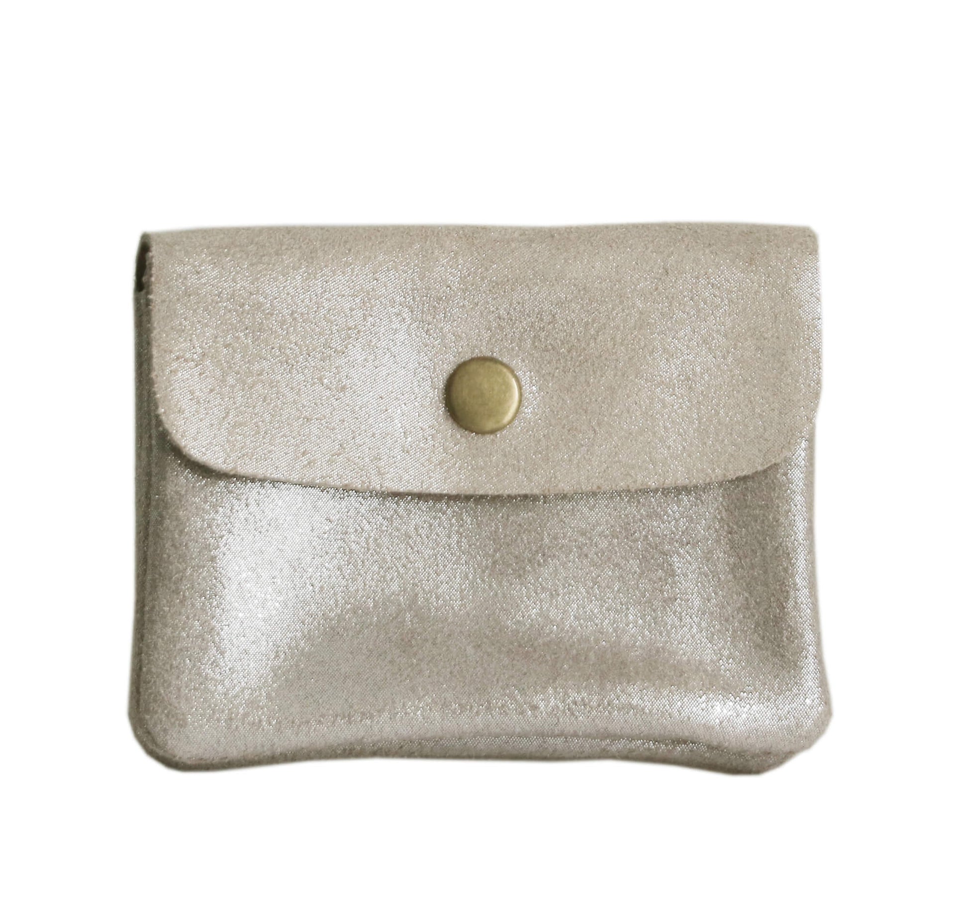 Porte-monnaie femme cuir daim irisé 044 taupe - Crocochic