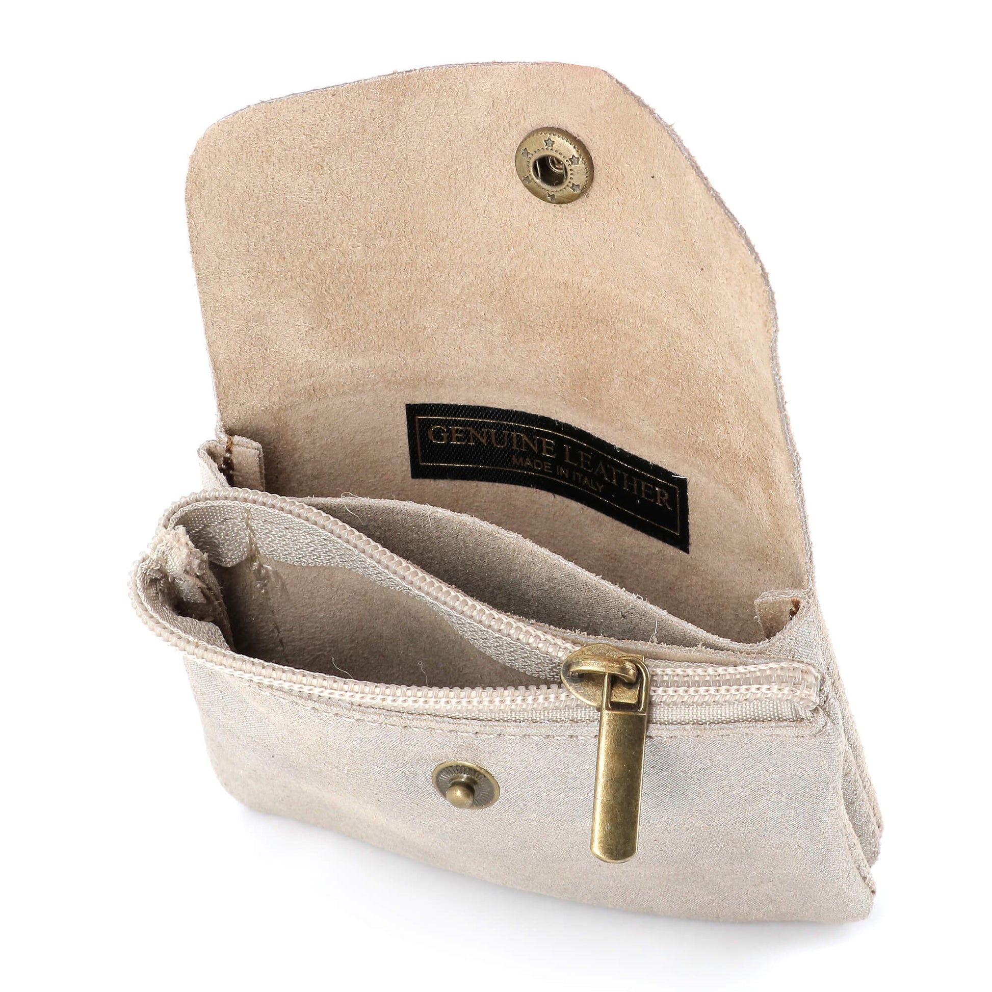 Porte-monnaie femme cuir daim irisé 044 taupe - Crocochic