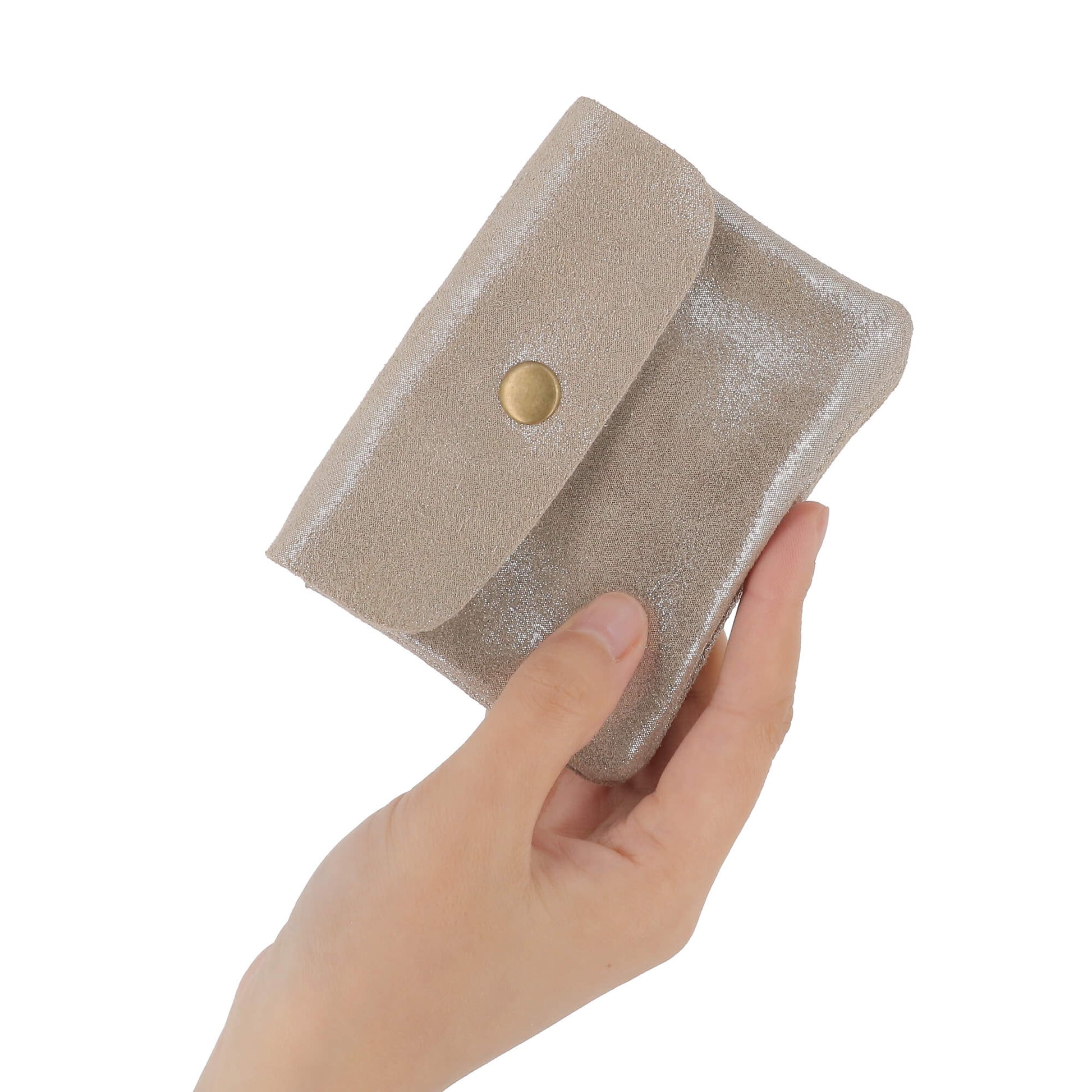 Porte-monnaie femme cuir daim irisé 044 taupe - Crocochic
