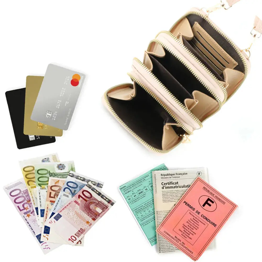 Sac bandoulière pochette téléphone 6.7 pouces Taupe Clair