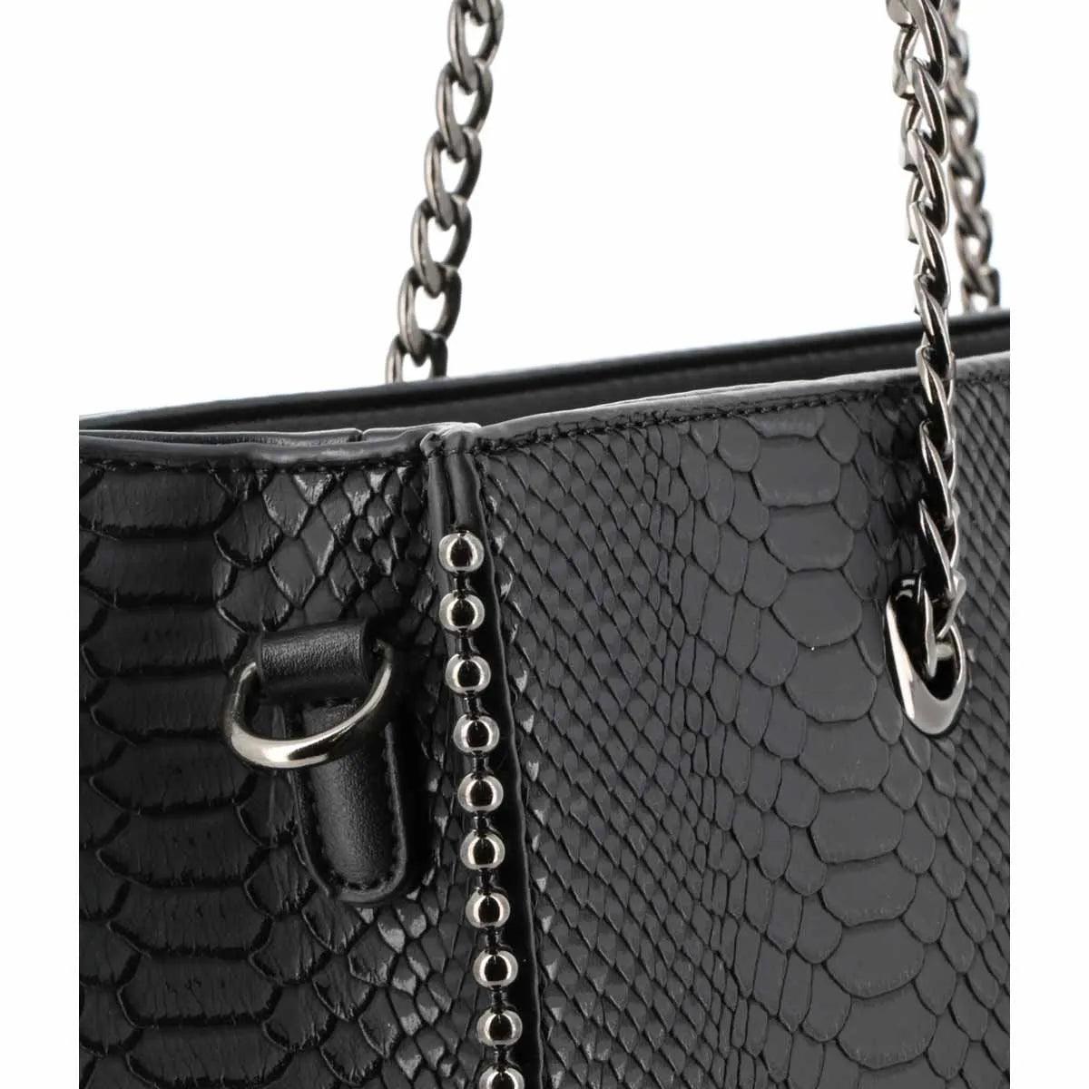 Crocochic - Sac cabas femme chaîne croco a4 noir