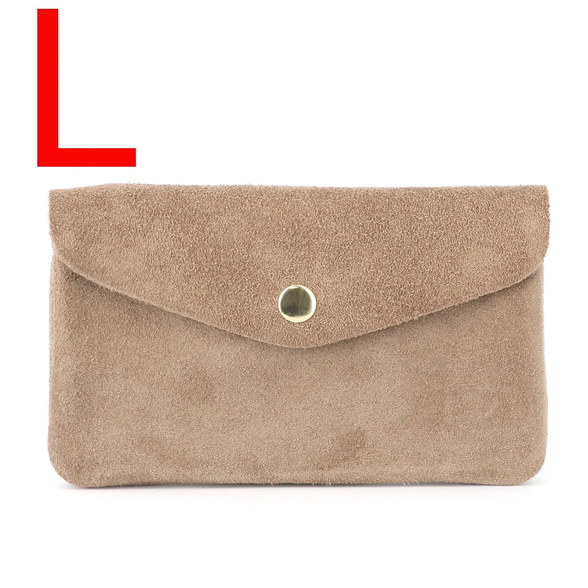 Vue principale du Grand portefeuille cuir suède compatible passeport Beige Taupe en Cuir couleur BEIGE TAUPE.