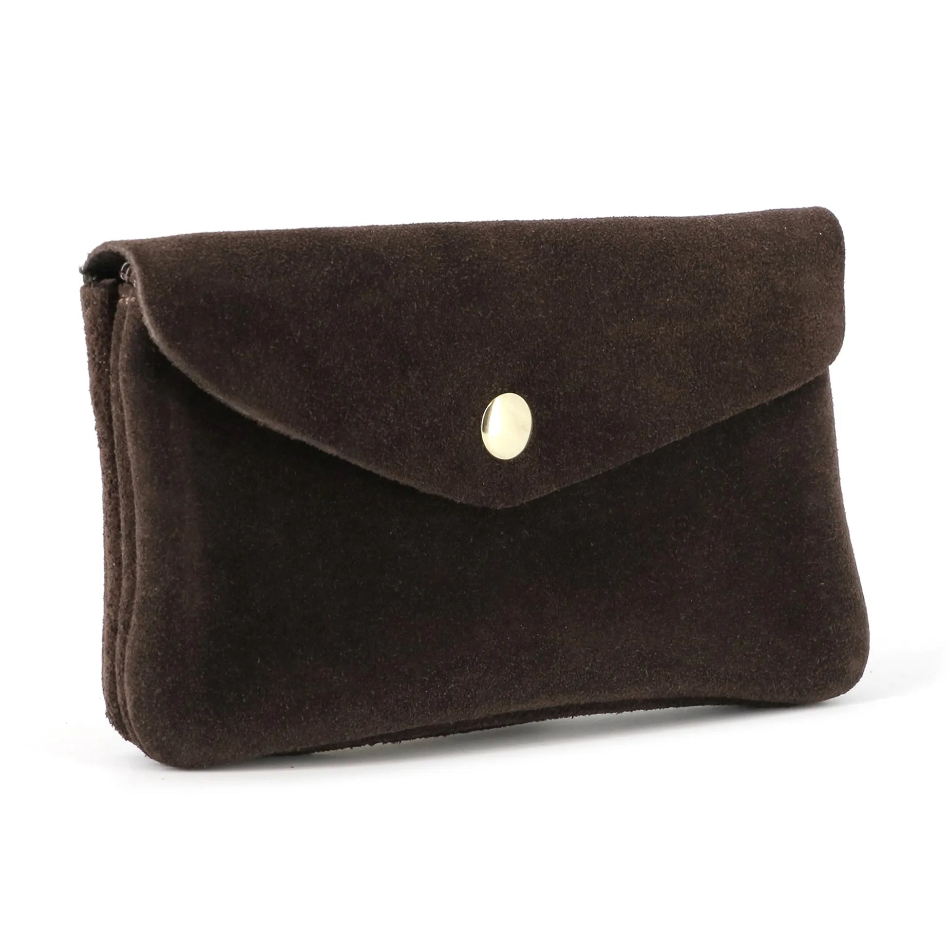 Vue 6 du Grand portefeuille cuir suède compatible passeport Chocolat en Cuir couleur CHOCOLAT - Detail.
