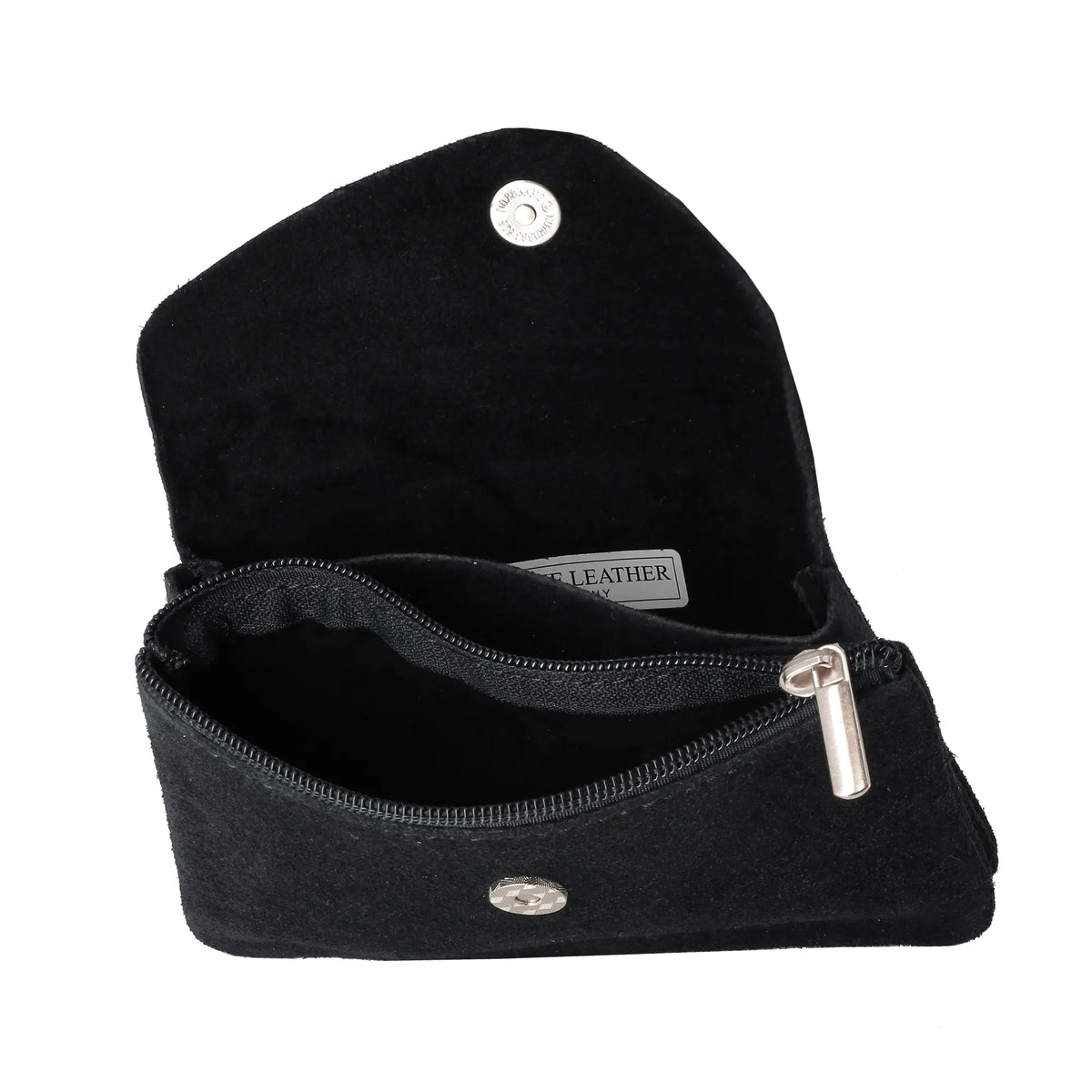 Vue 2 du Grand portefeuille cuir suède compatible passeport Noir en Cuir couleur NOIR - Detail.