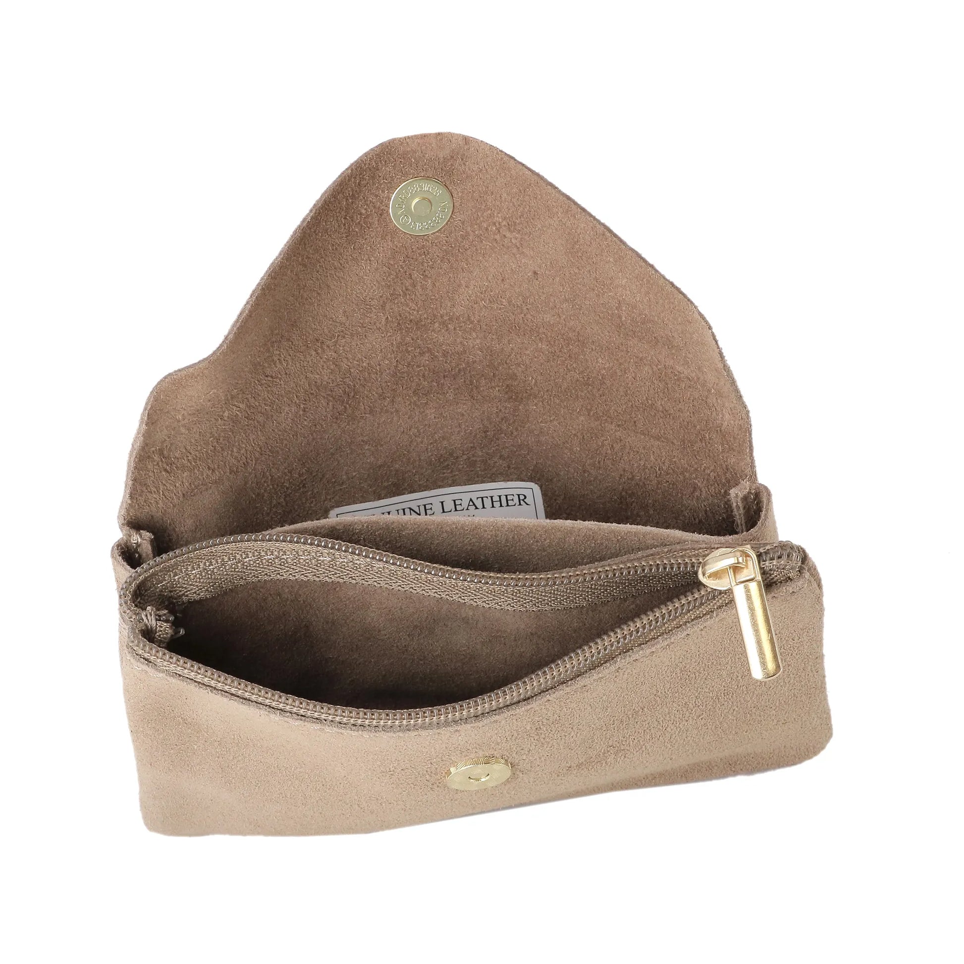 Vue 3 du Grand portefeuille cuir suède compatible passeport Taupe en Cuir couleur TAUPE - Detail.