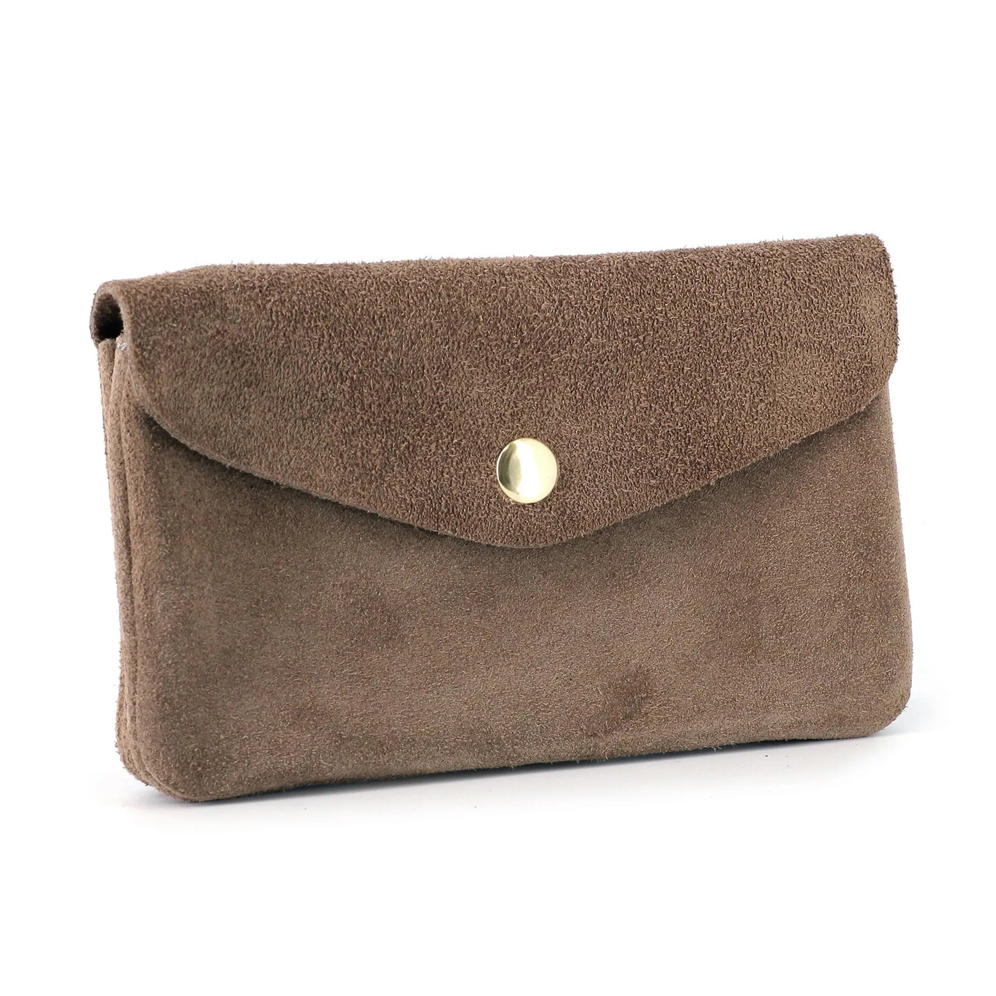 Vue 3 du Grand portefeuille cuir suède compatible passeport Taupe en Cuir couleur TAUPE - Detail.