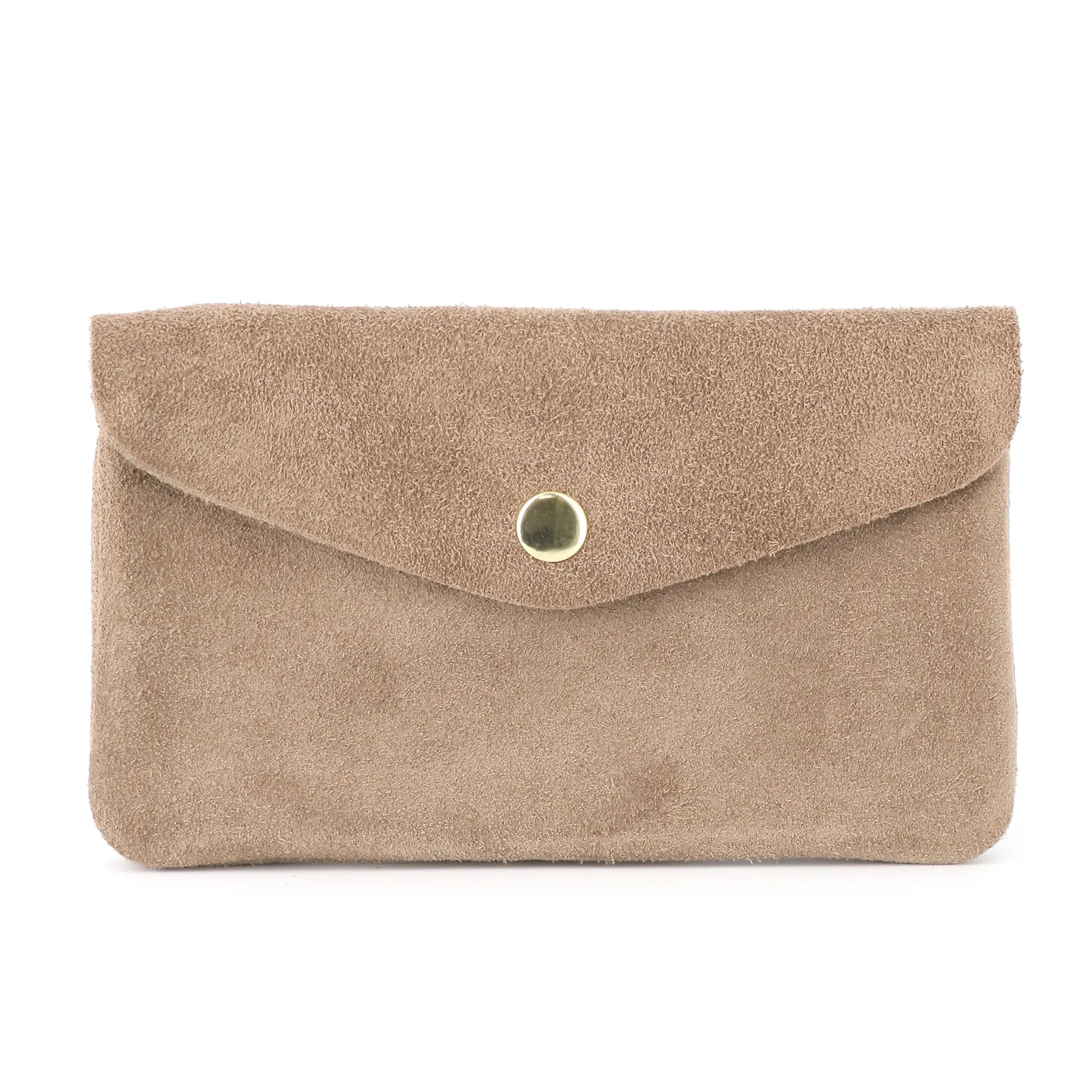 Vue 4 du Grand portefeuille cuir suède compatible passeport Taupe en Cuir couleur TAUPE - Detail.