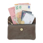 Vue 4 du Grand portefeuille cuir suède compatible passeport Taupe en Cuir couleur TAUPE - Detail.