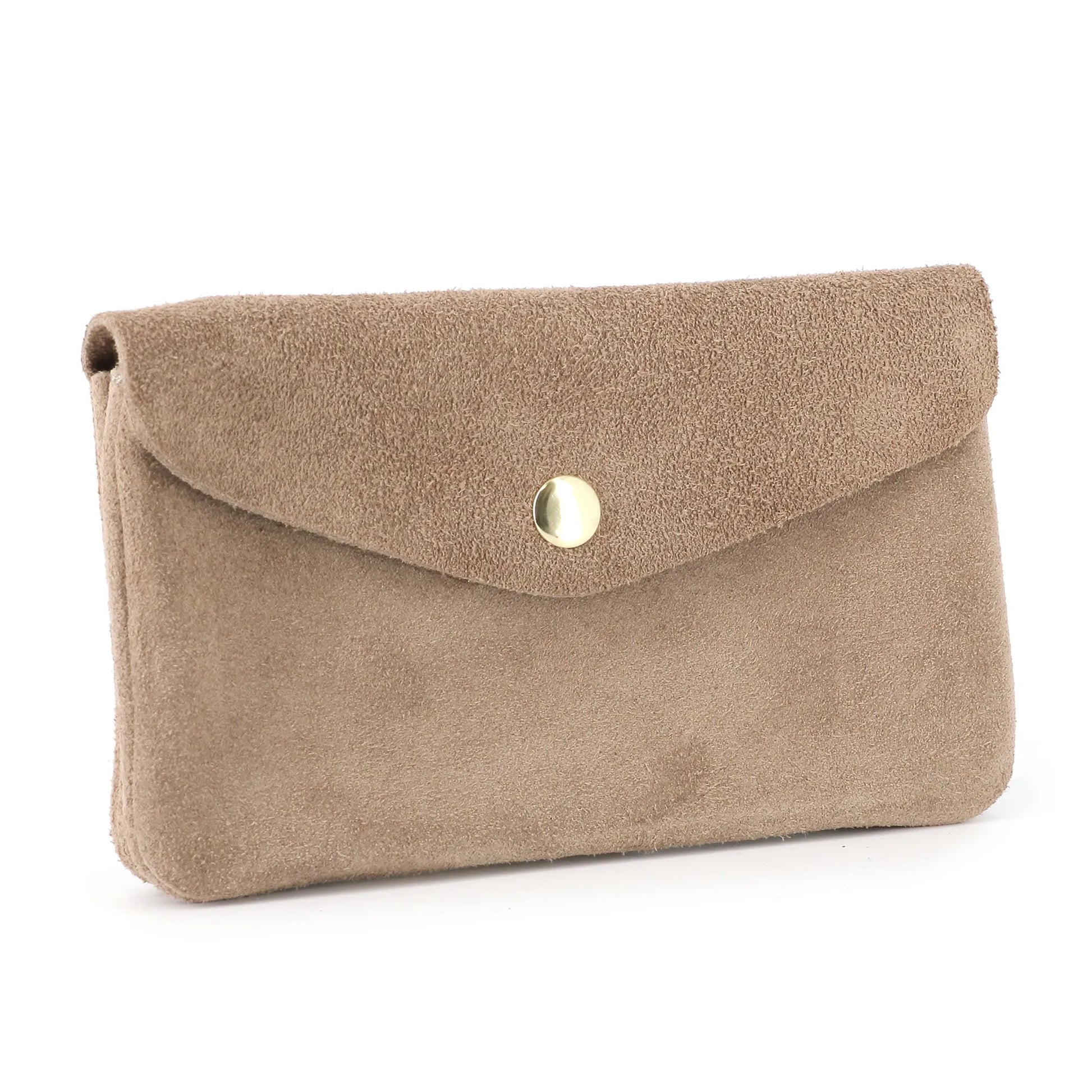 Vue 5 du Grand portefeuille cuir suède compatible passeport Taupe en Cuir couleur TAUPE - Detail.