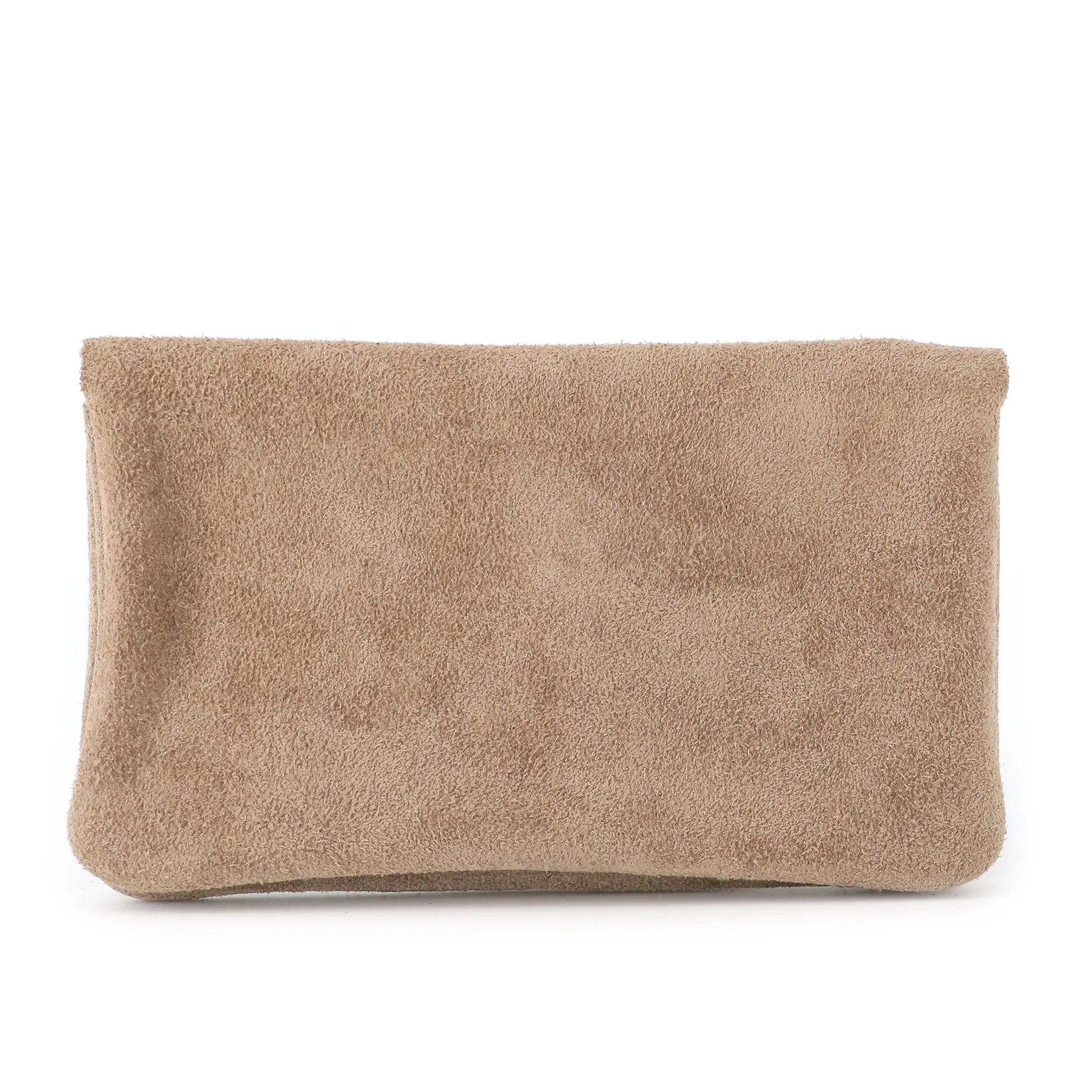 Vue 6 du Grand portefeuille cuir suède compatible passeport Taupe en Cuir couleur TAUPE - Detail.