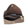 Vue 6 du Grand portefeuille cuir suède compatible passeport Taupe en Cuir couleur TAUPE - Detail.