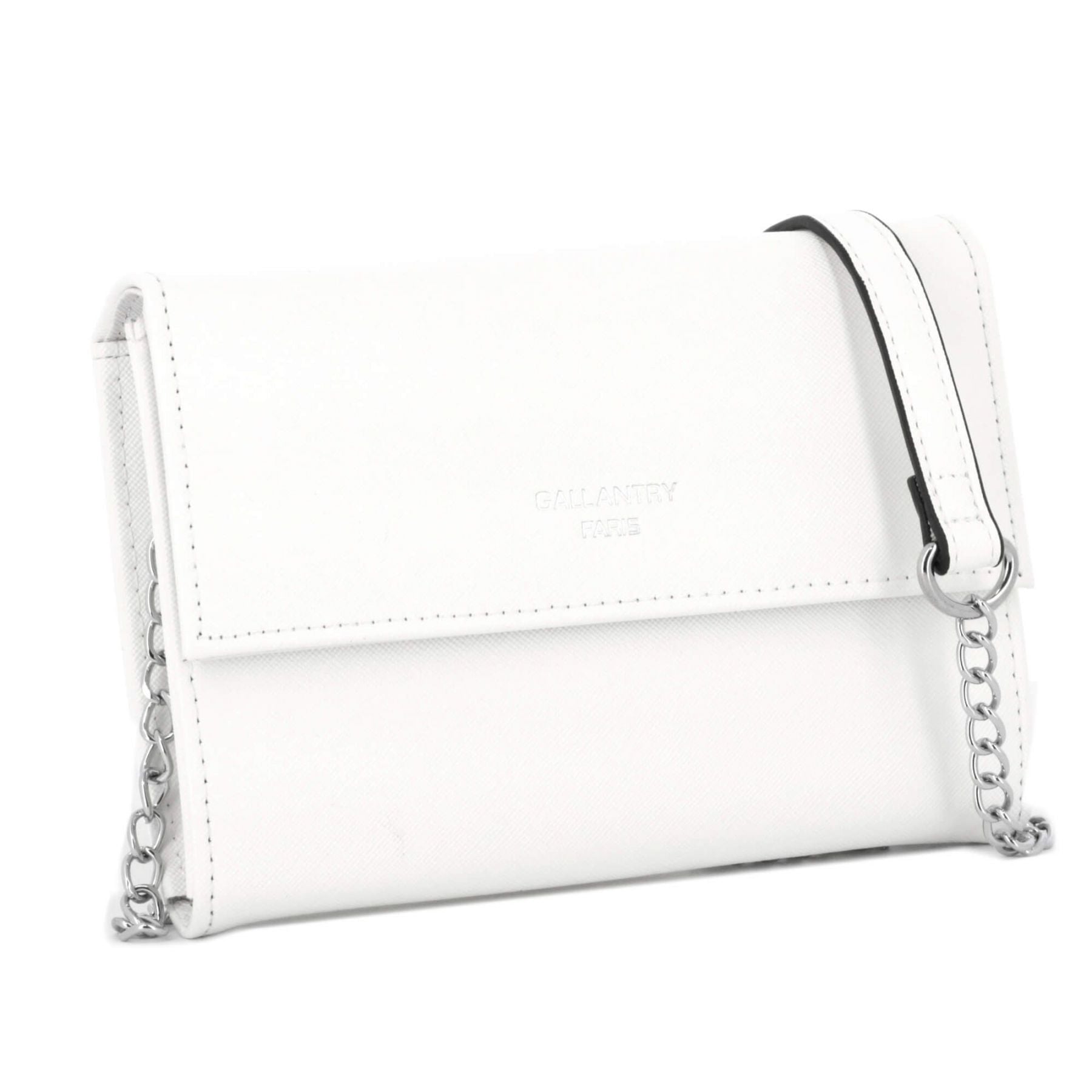 Gallantry pochette bandoulière chaîne saffiano rabat magnétique Blanc