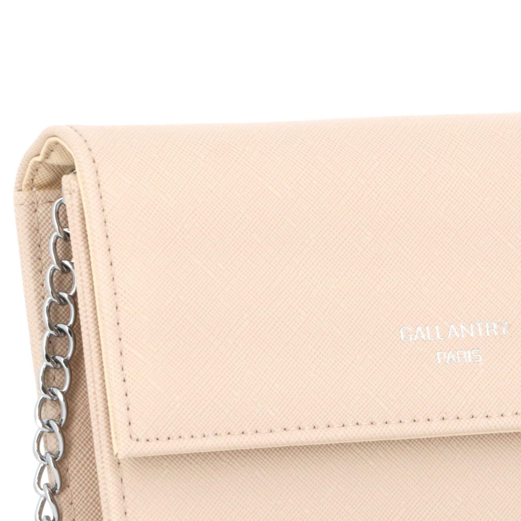 Gallantry pochette bandoulière chaîne saffiano rabat magnétique Beige