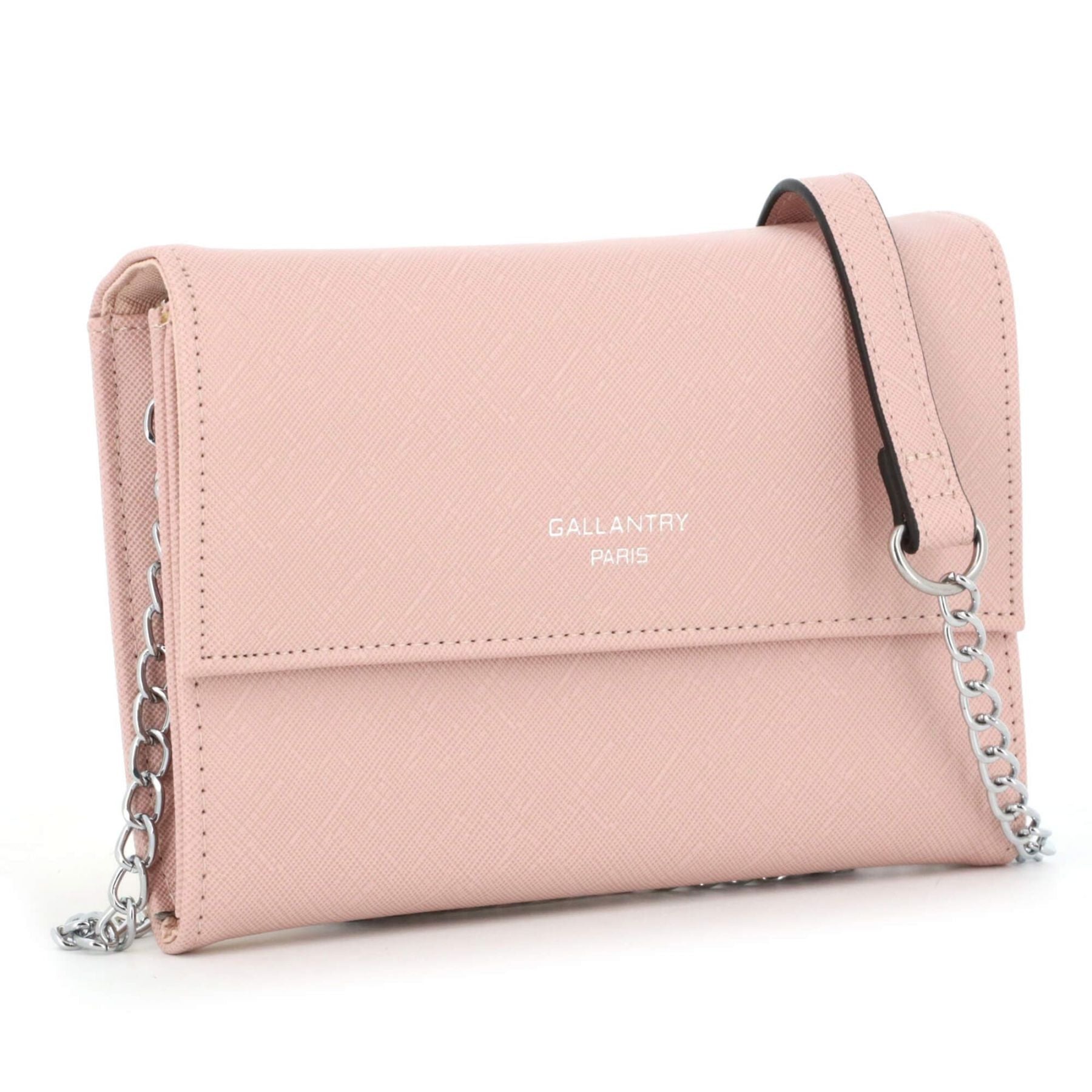 Gallantry pochette bandoulière chaîne saffiano rabat magnétique Beige