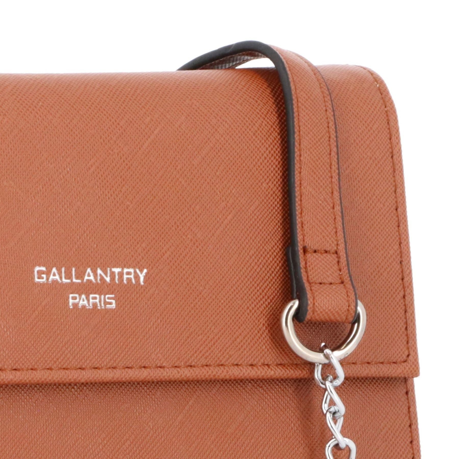 Gallantry pochette bandoulière chaîne saffiano rabat magnétique Camel