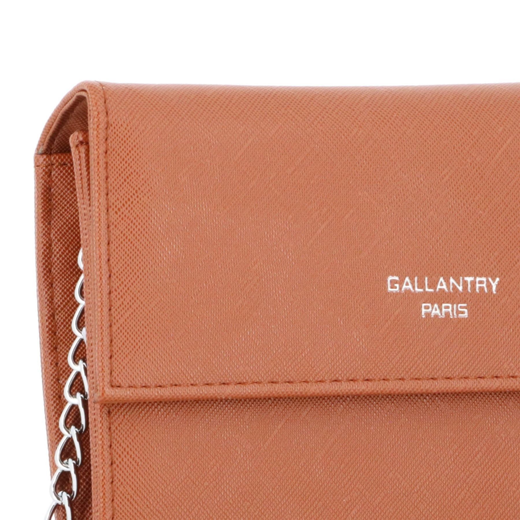 Gallantry pochette bandoulière chaîne saffiano rabat magnétique Camel