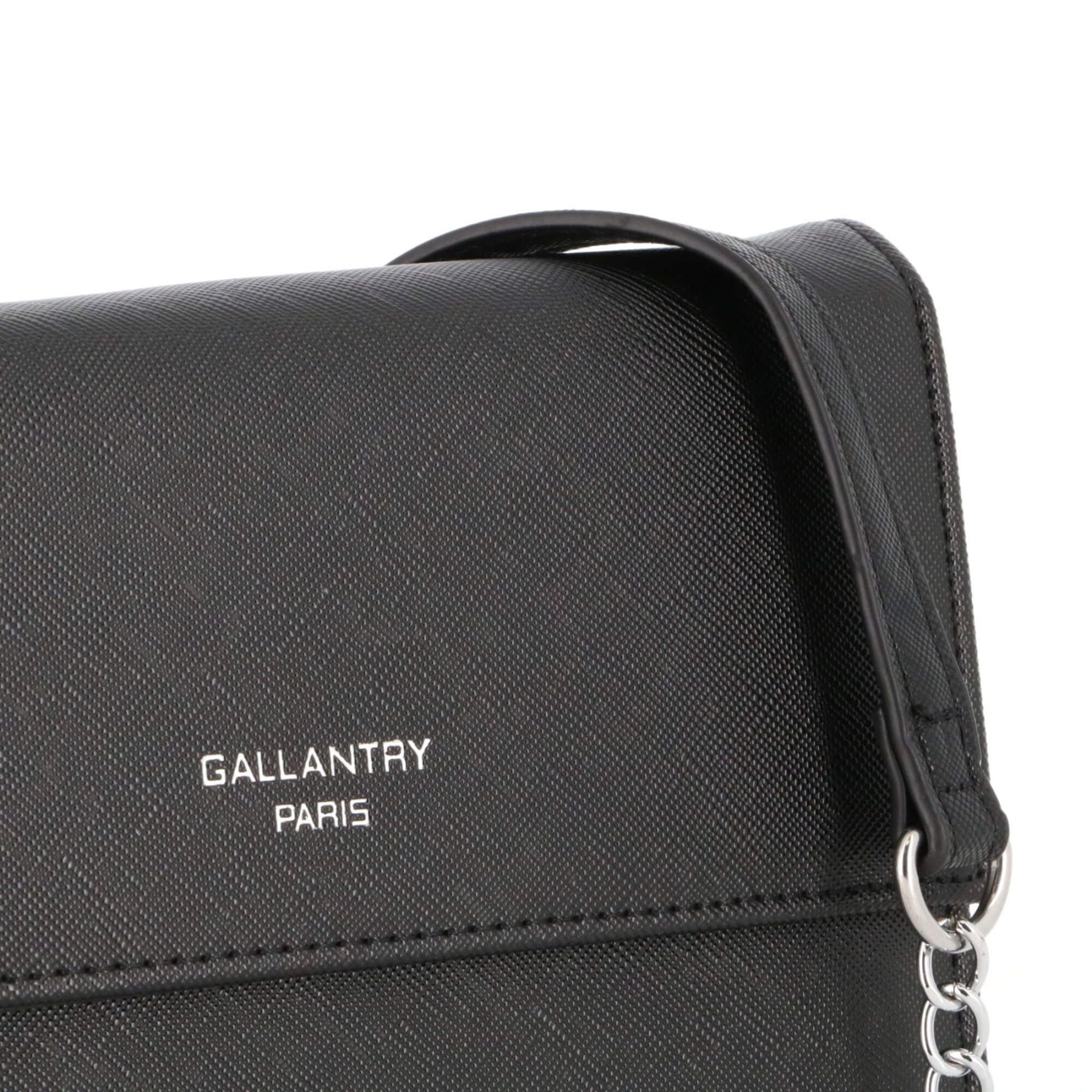 Gallantry pochette bandoulière chaîne saffiano rabat magnétique Noir