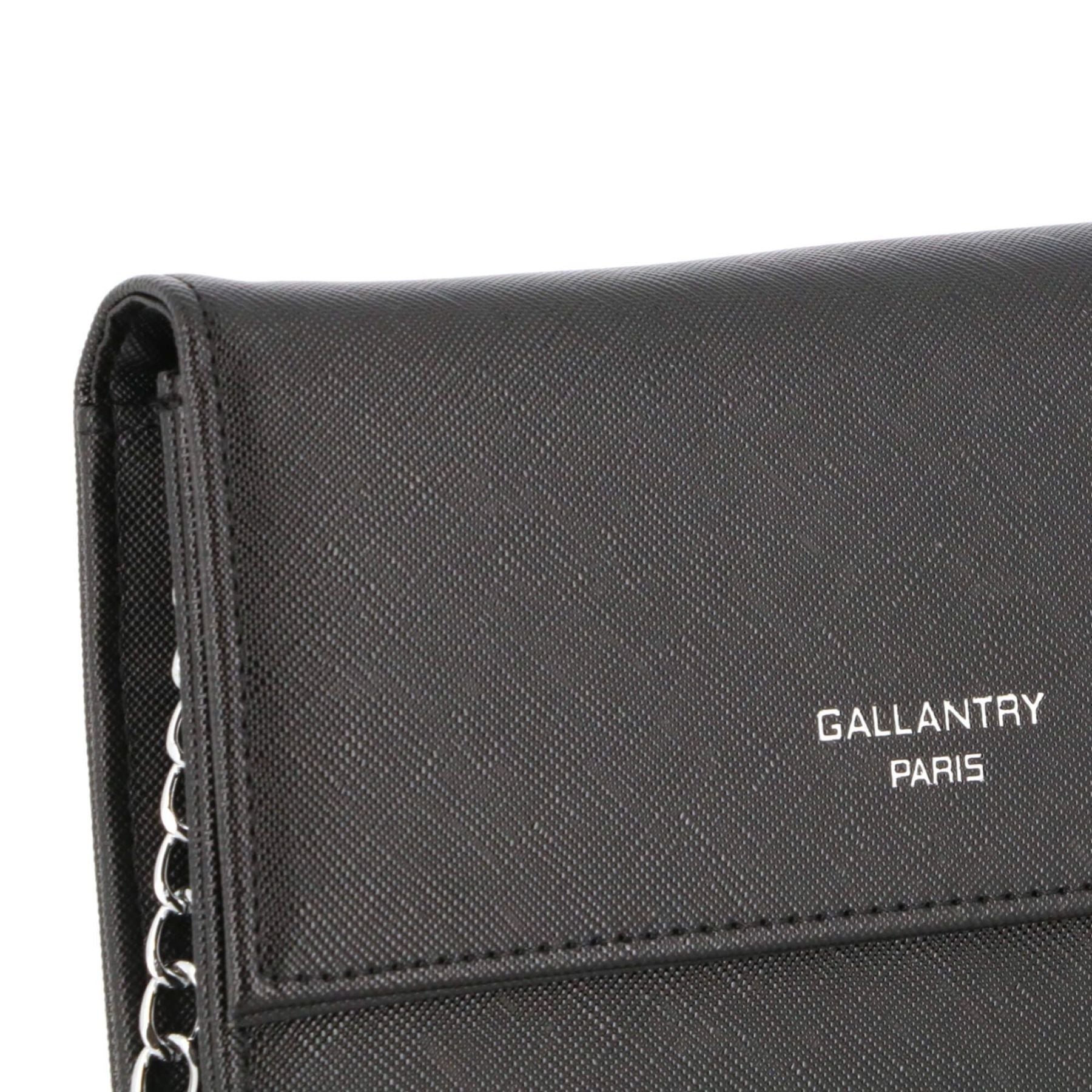 Gallantry pochette bandoulière chaîne saffiano rabat magnétique Noir