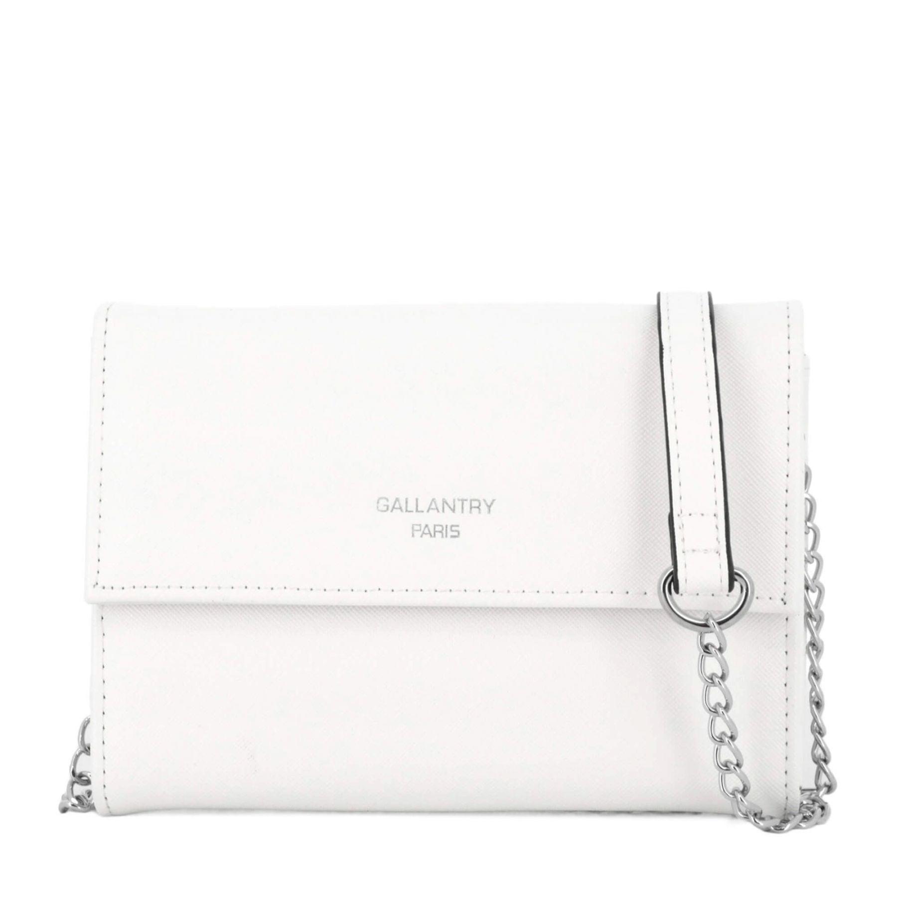 Gallantry pochette bandoulière chaîne saffiano rabat magnétique Blanc