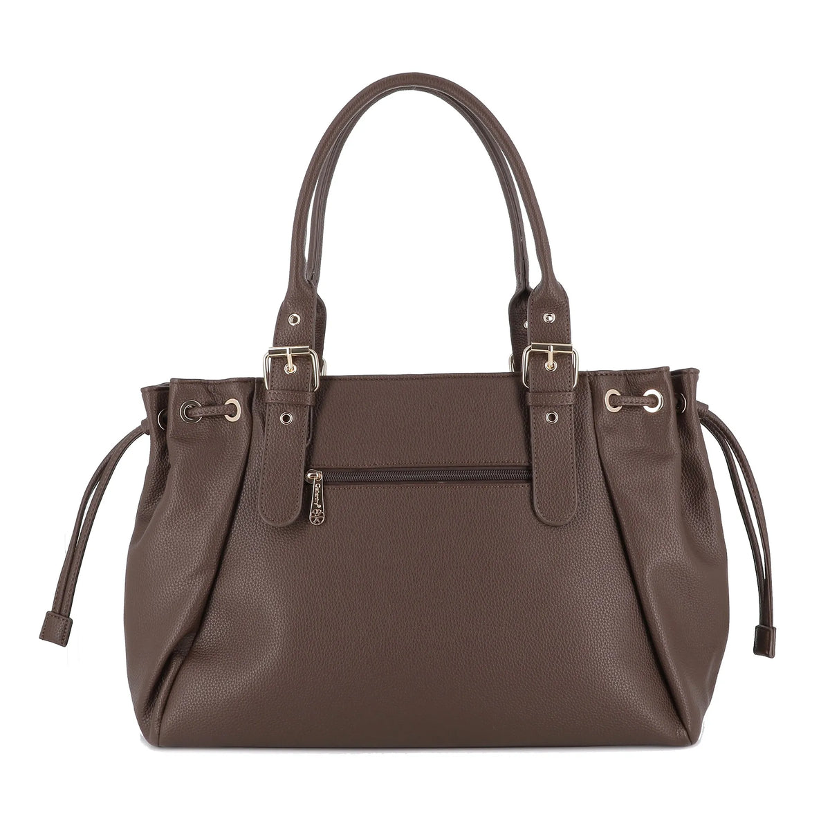 Vue 5 du Grand Sac à Main Bowling Similcuir Chocolat en Simili cuir couleur CHOCOLAT - Detail.