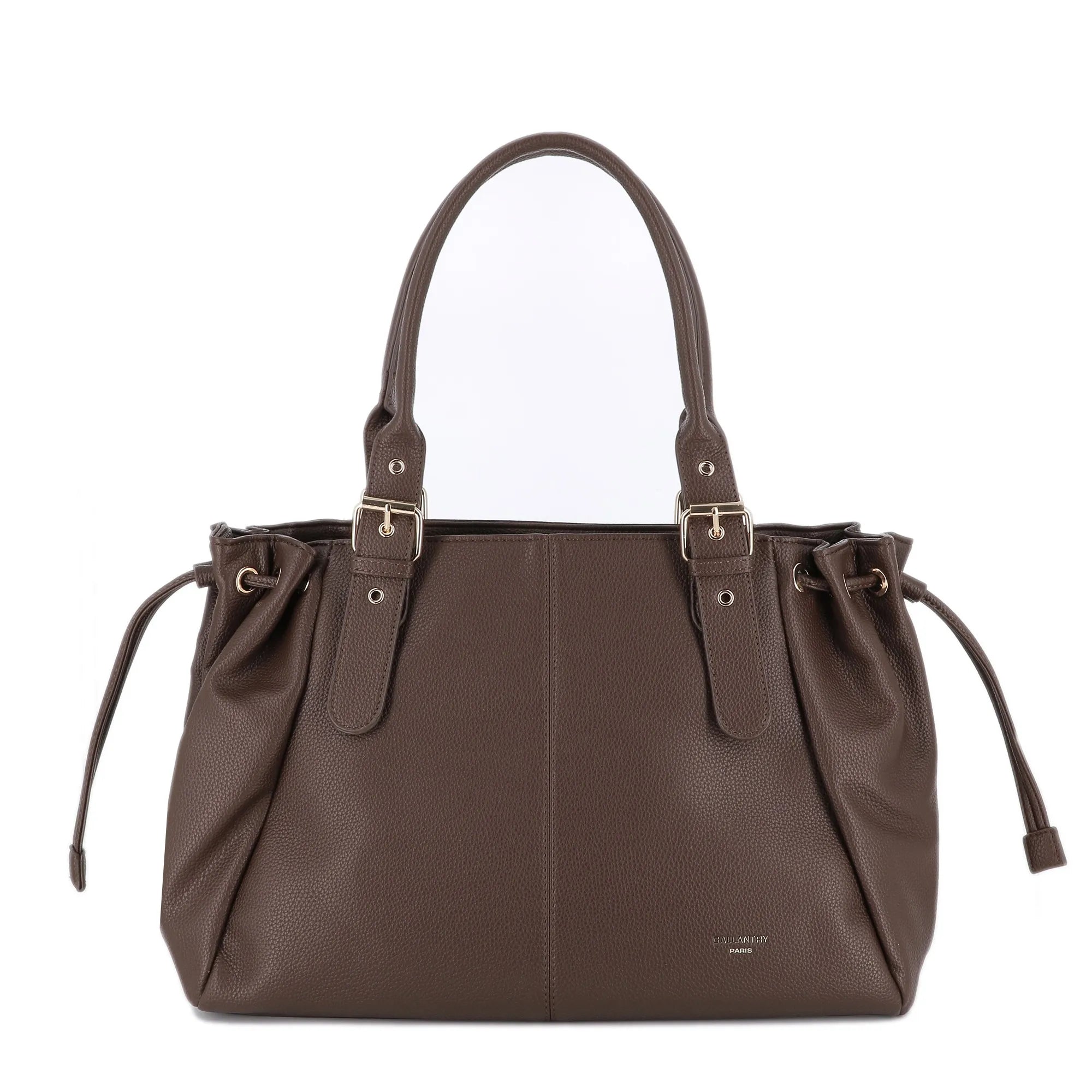 Vue principale du Grand Sac à Main Bowling Similcuir Chocolat en Simili cuir couleur CHOCOLAT.
