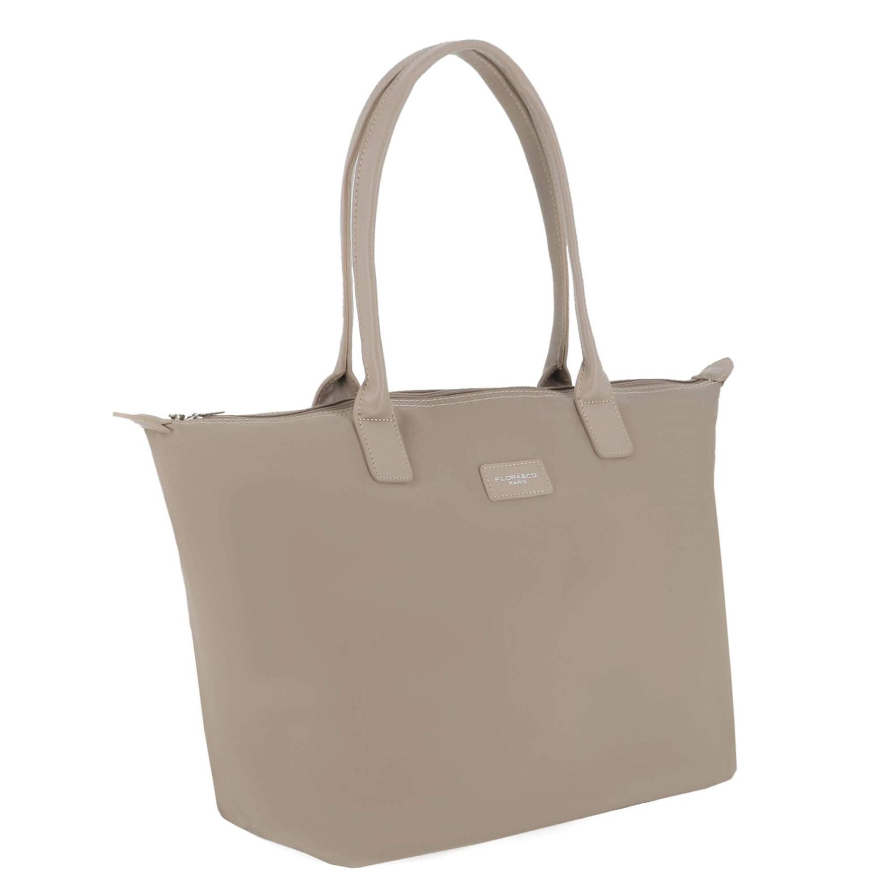 Flora & co Grand Sac à Main Cabas Femme en Nylon Imperméable Taupe