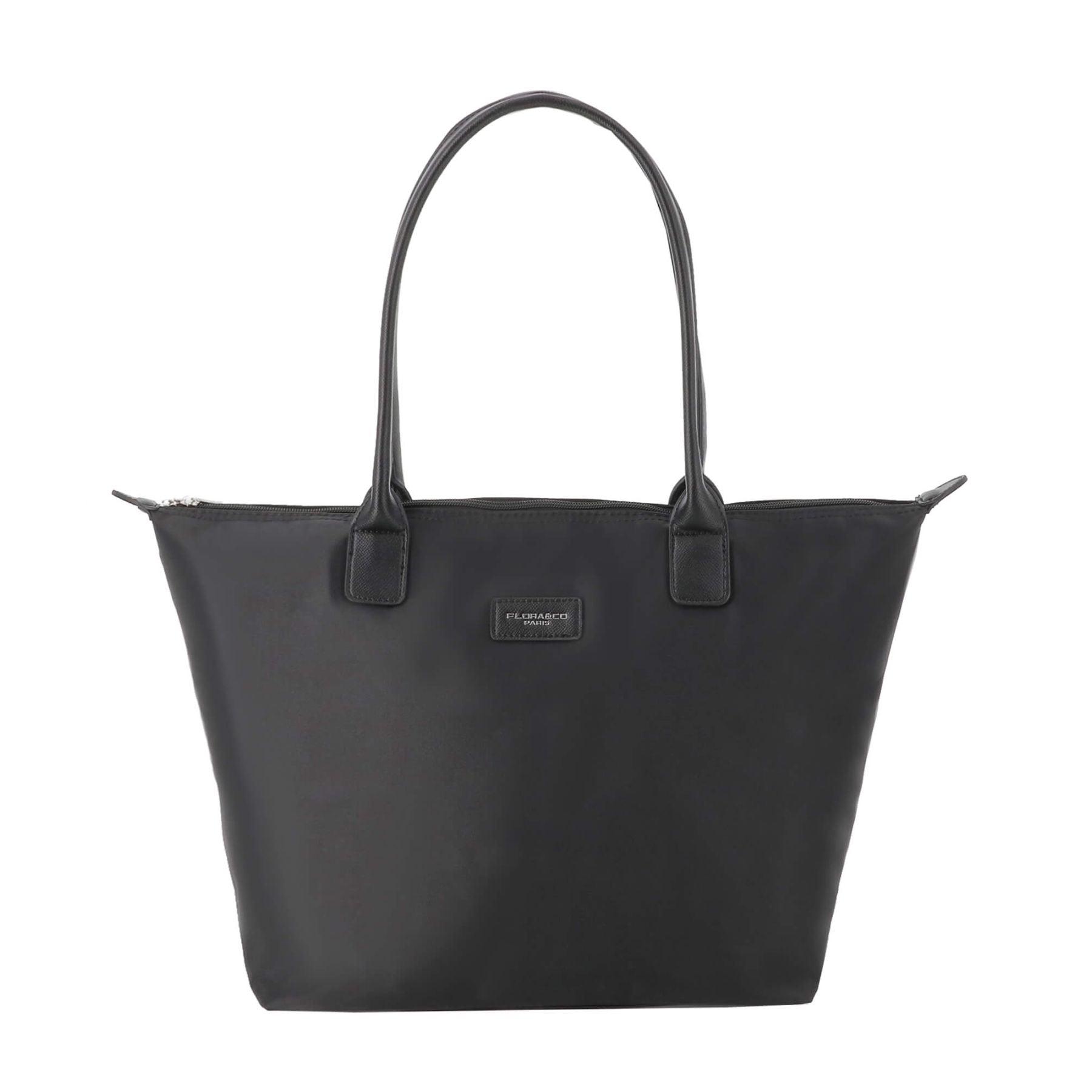 Flora & co Grand Sac à Main Cabas Femme en Nylon Imperméable Noir