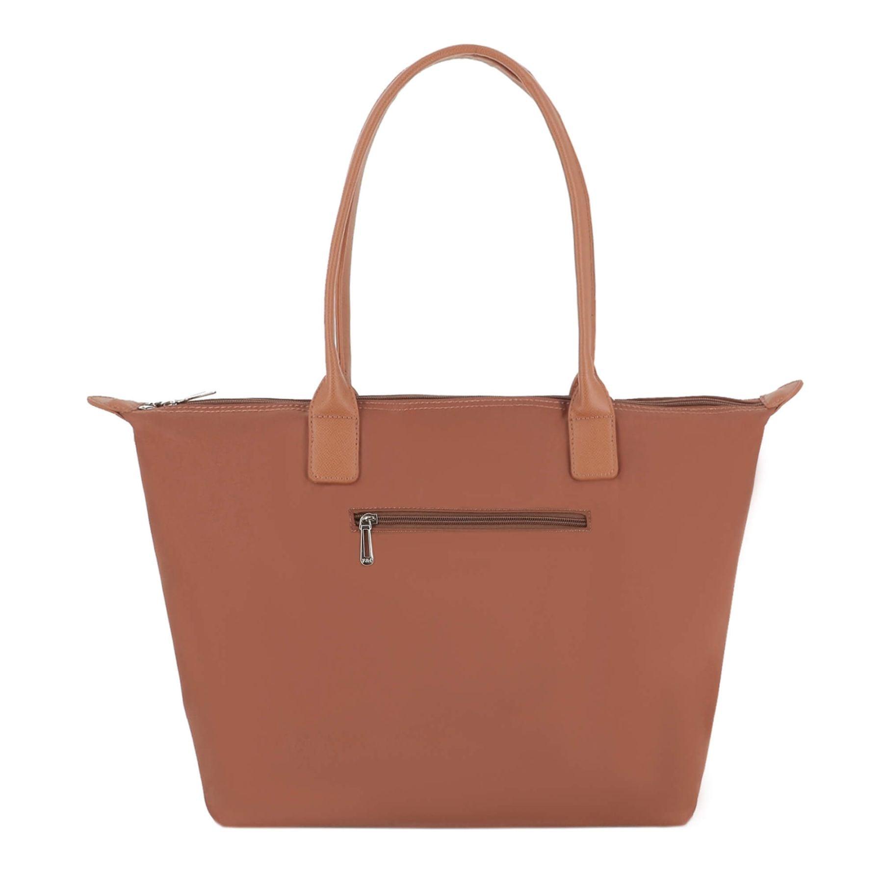 Flora & co Grand Sac à Main Cabas Femme en Nylon Imperméable Camel