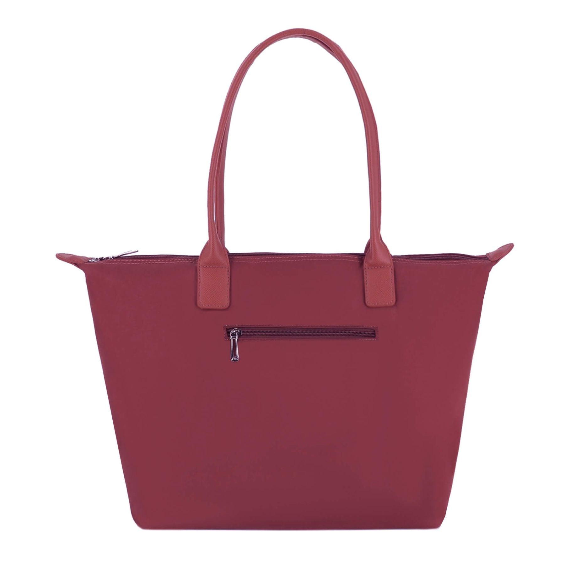 Flora & co Grand Sac à Main Cabas Femme en Nylon Imperméable Rouge Fonce